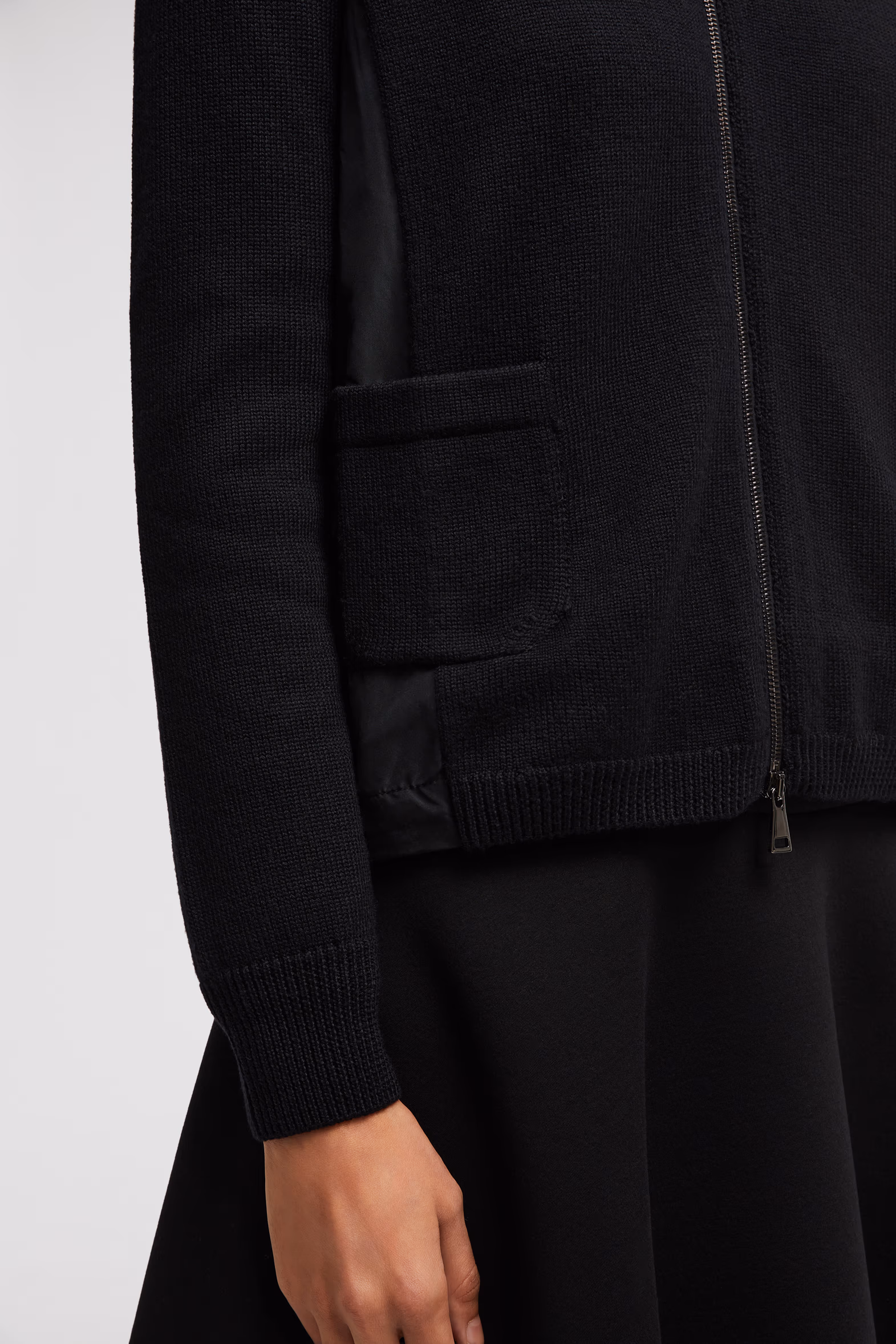 Wool & Taffeta Cardigan Women Black Moncler 6